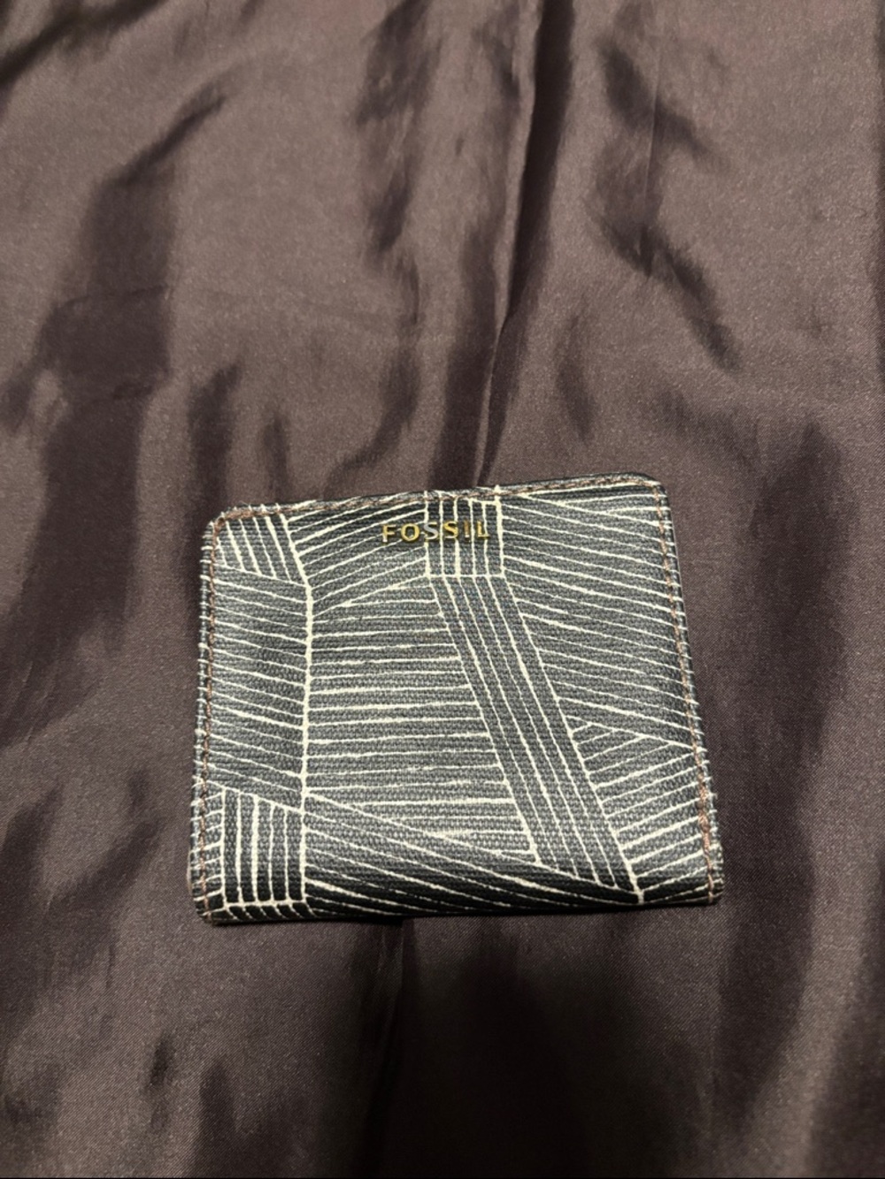 Fossil Black Wallet with White Geometric Lines